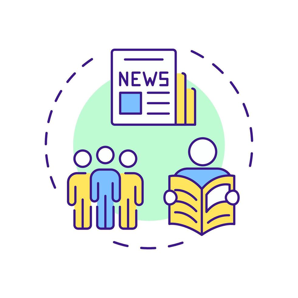 Print audience multi color concept icon. Assessing readership for newspapers and magazines. Marketing data. Round shape line illustration. Abstract idea. Graphic design. Easy to use in presentation vector