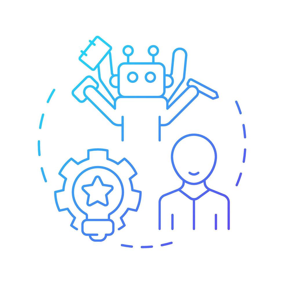 Boosting employee morale blue gradient concept icon. Using bots for routine tasks to reduce workers burnout. Round shape line illustration. Abstract idea. Graphic design. Easy to use in article vector