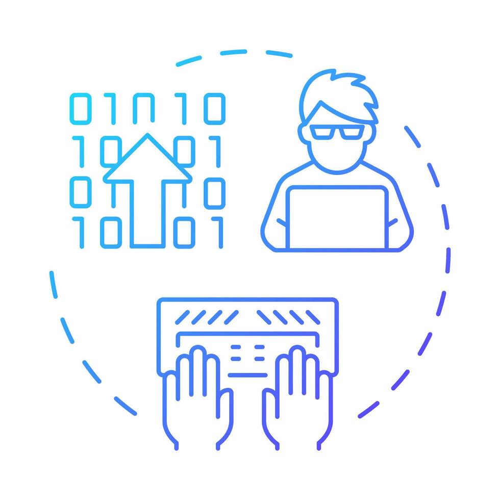 High code blue gradient concept icon. App development approach of RPA. Automating routine programming tasks. Round shape line illustration. Abstract idea. Graphic design. Easy to use in article vector