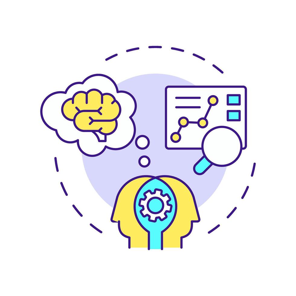 Audience psychographics multi color concept icon. Psychology in marketing. Customers behavior research. Round shape line illustration. Abstract idea. Graphic design. Easy to use in presentation vector