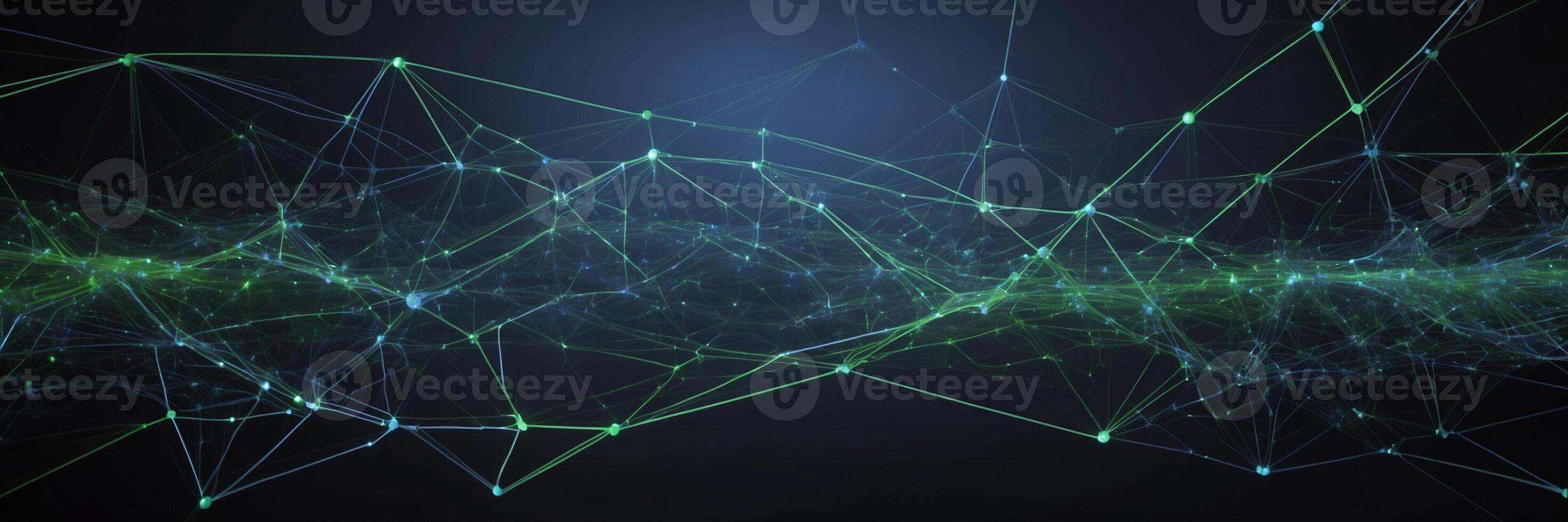 Abstract background with green lines and dots photo