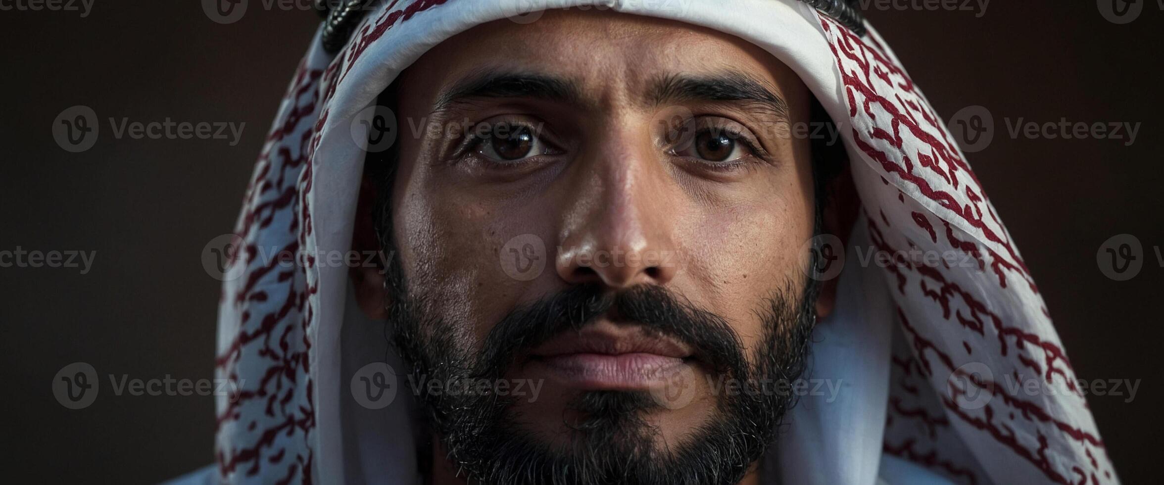 A man with a beard and a white headscarf photo