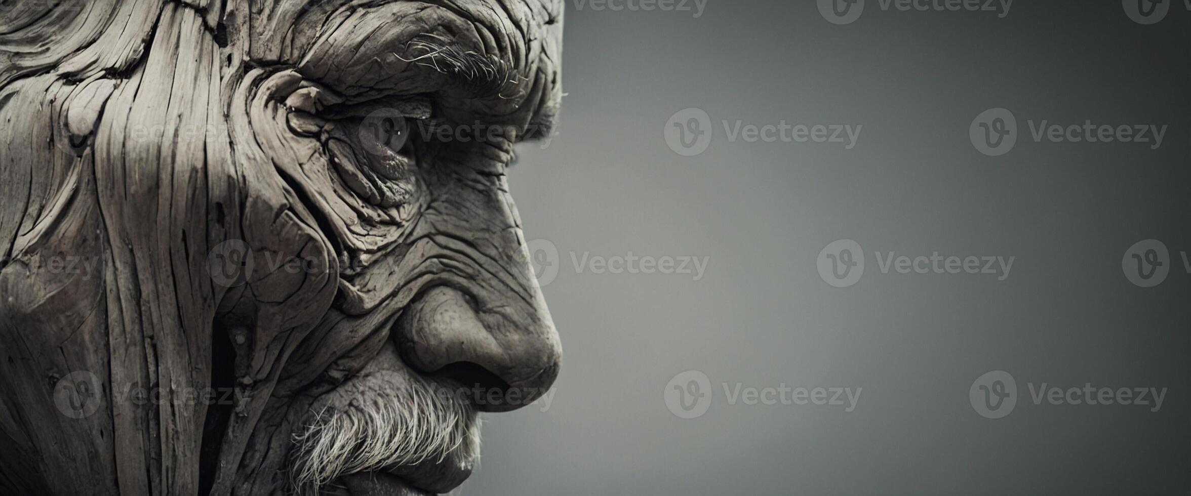 A close up of a man's face with a beard photo