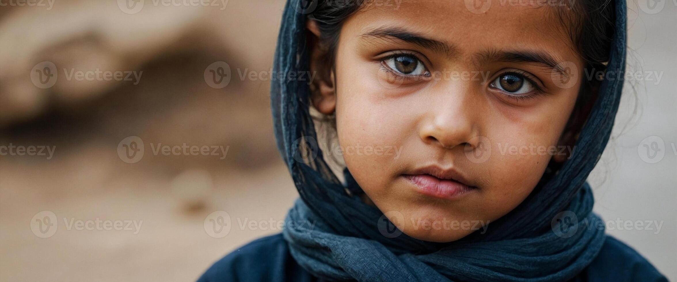 A young girl with a scarf on her head photo