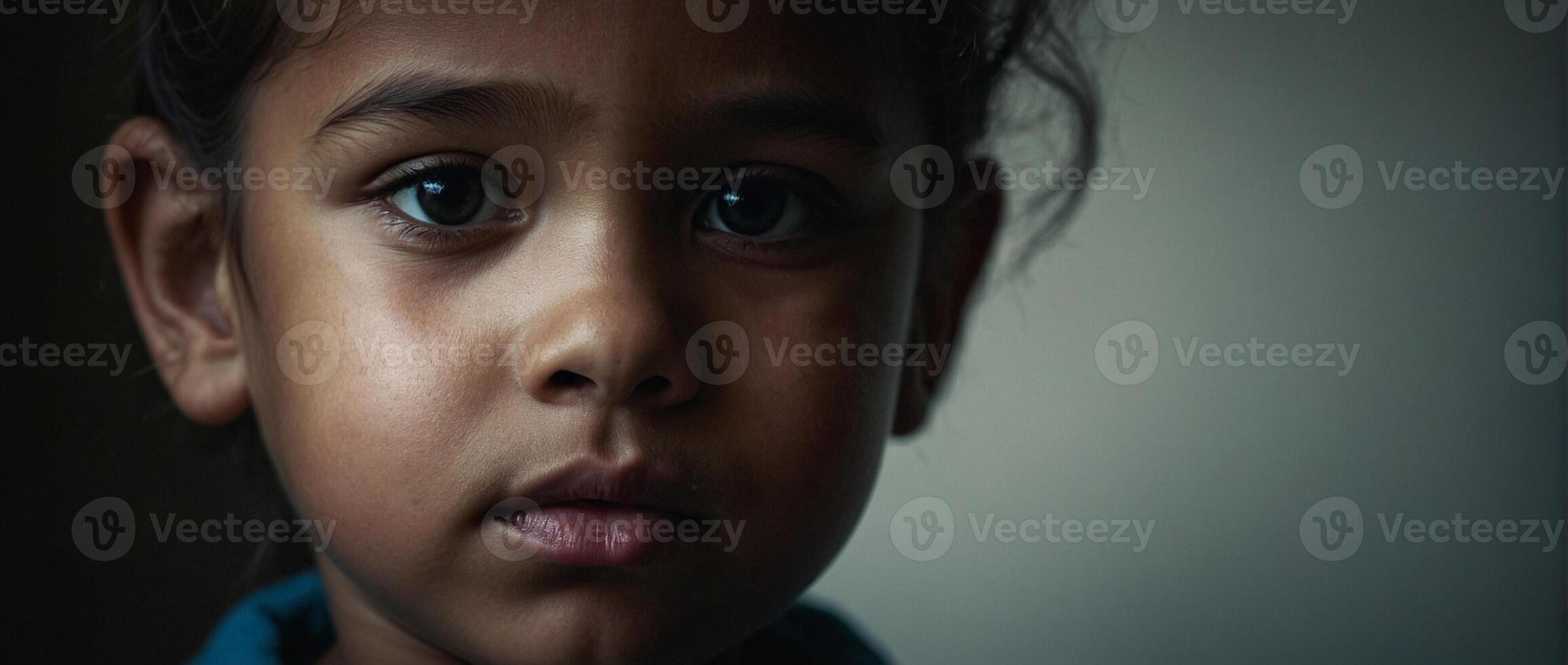 A close up of a young girl with big eyes photo