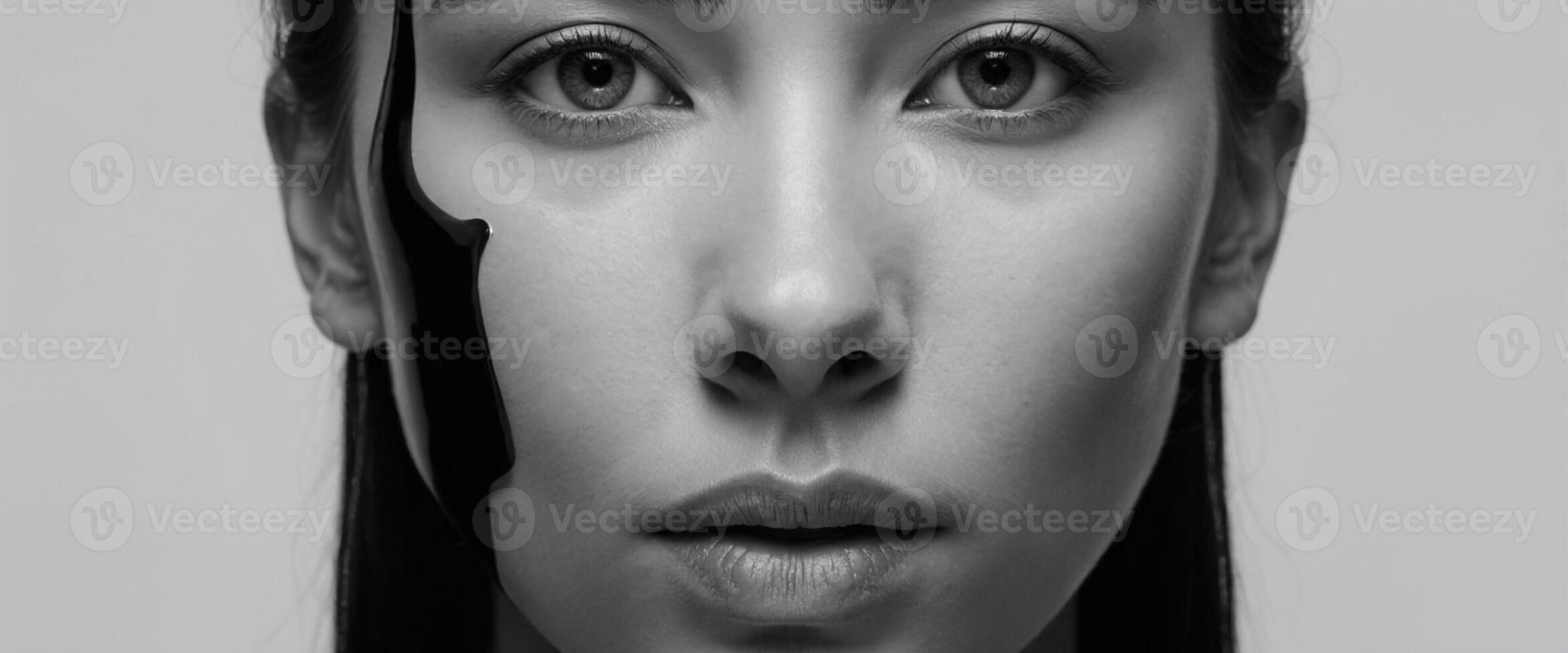 A woman with a black face and a black eye photo