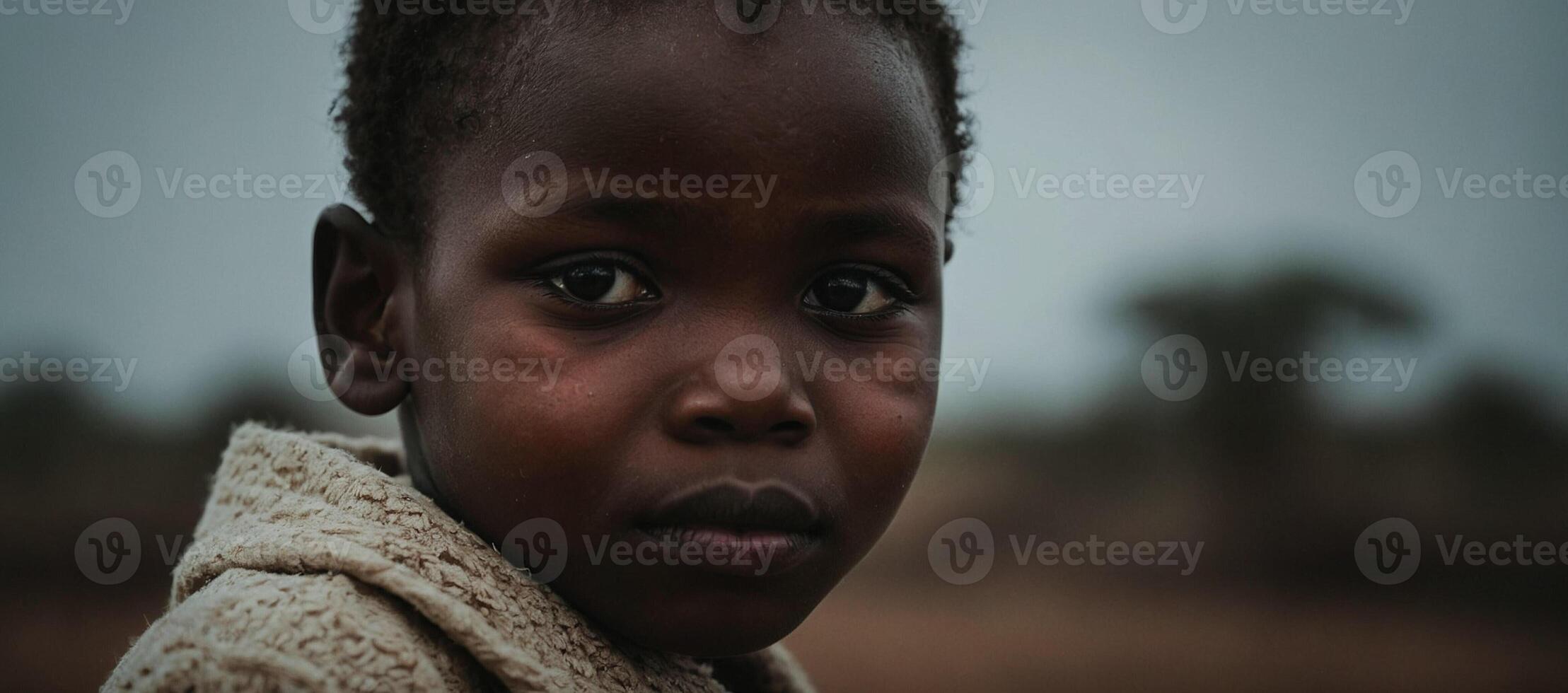 A young boy stares into the camera photo
