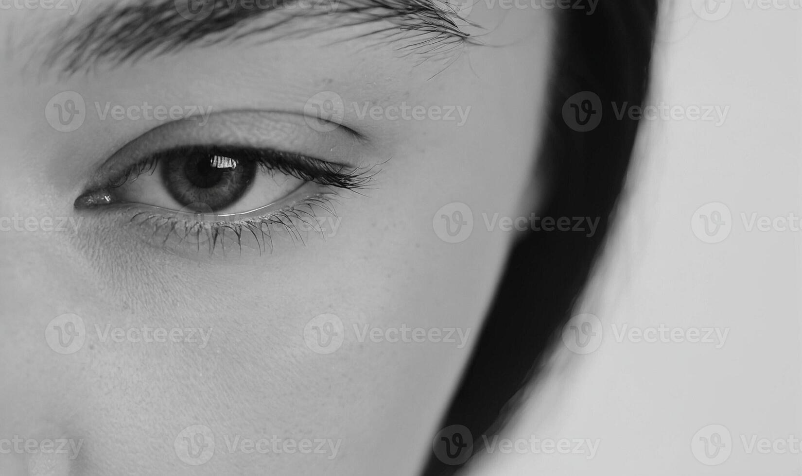 A close up of a woman's eyes photo