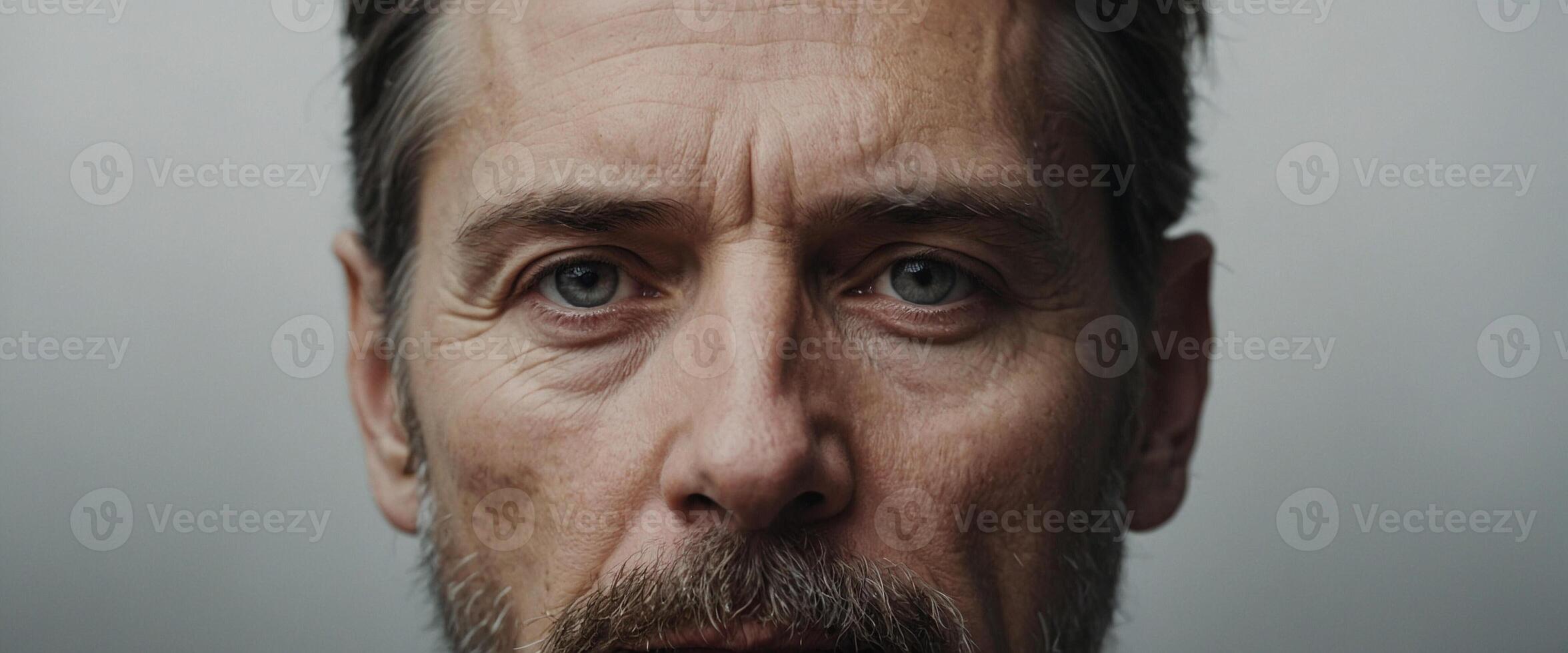 A man with a beard and mustache looks into the camera photo