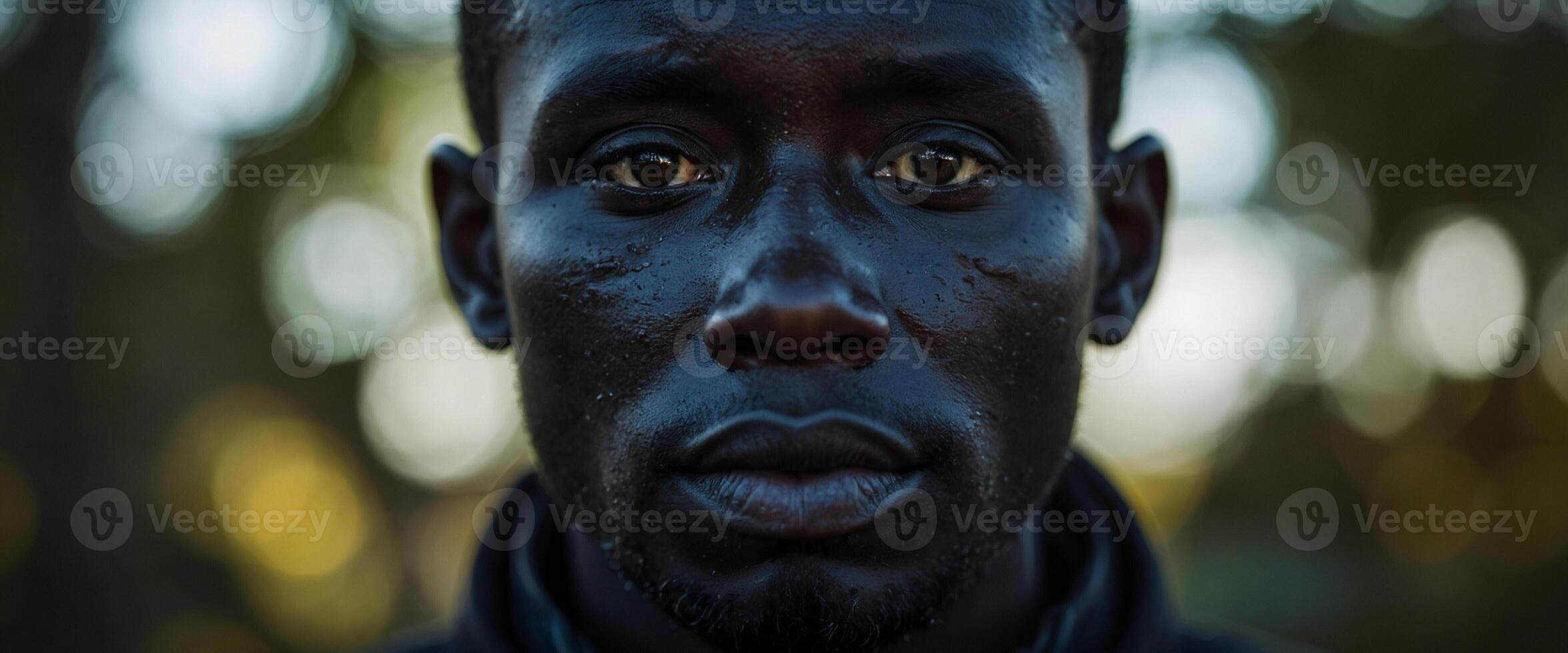 A close up of a man with a dark face photo