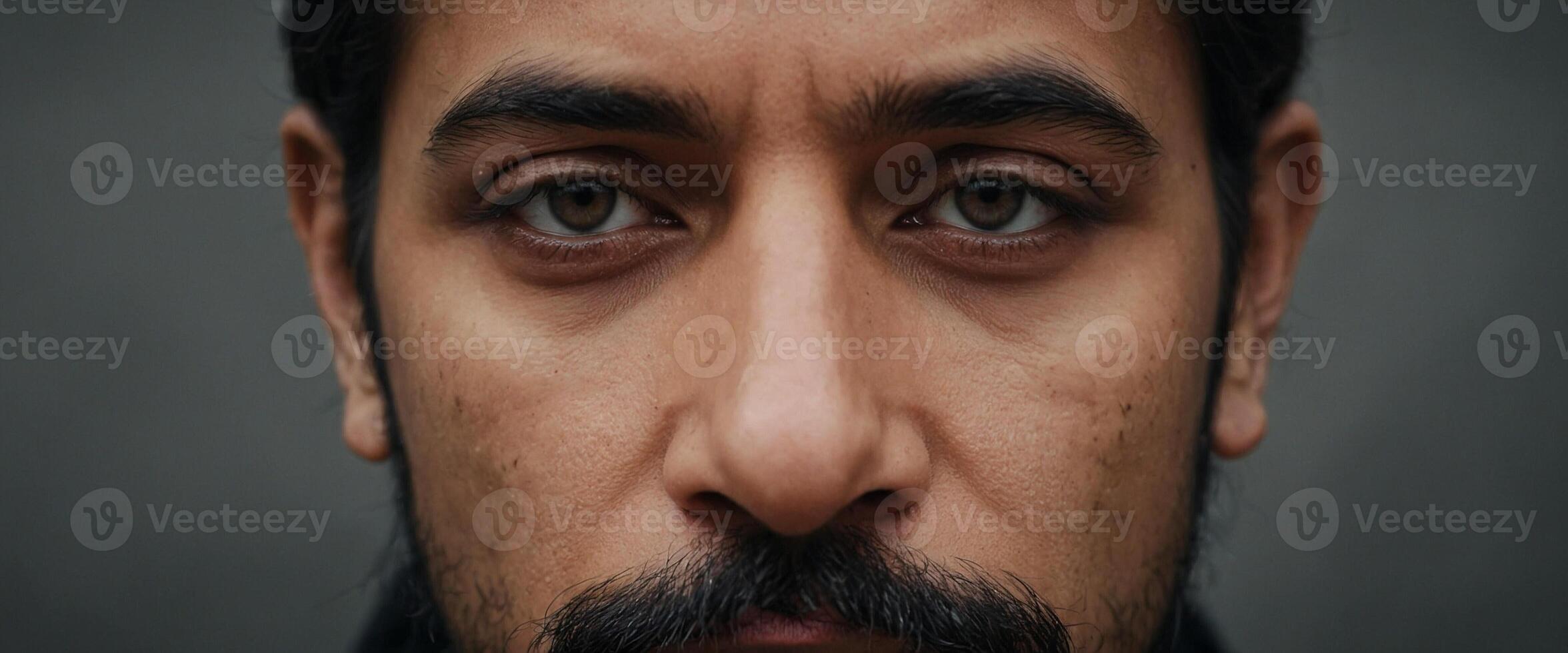 A close up of a man with a moustache photo