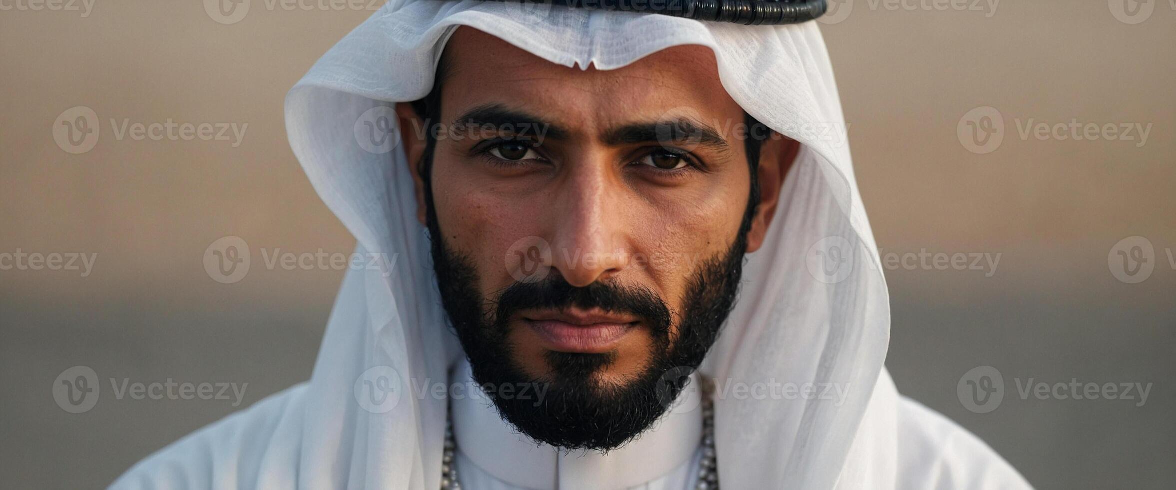 A man with a beard and white headdress photo