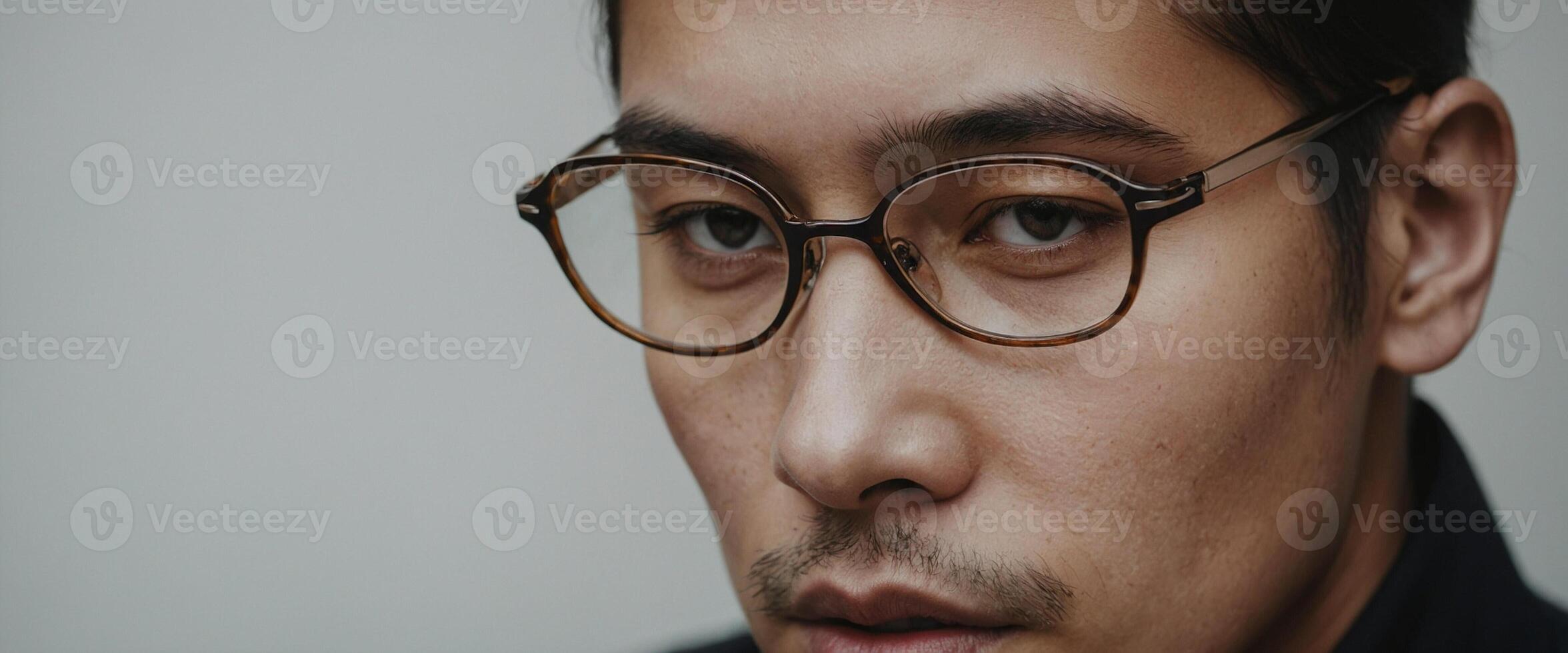 A man wearing glasses and a black shirt photo