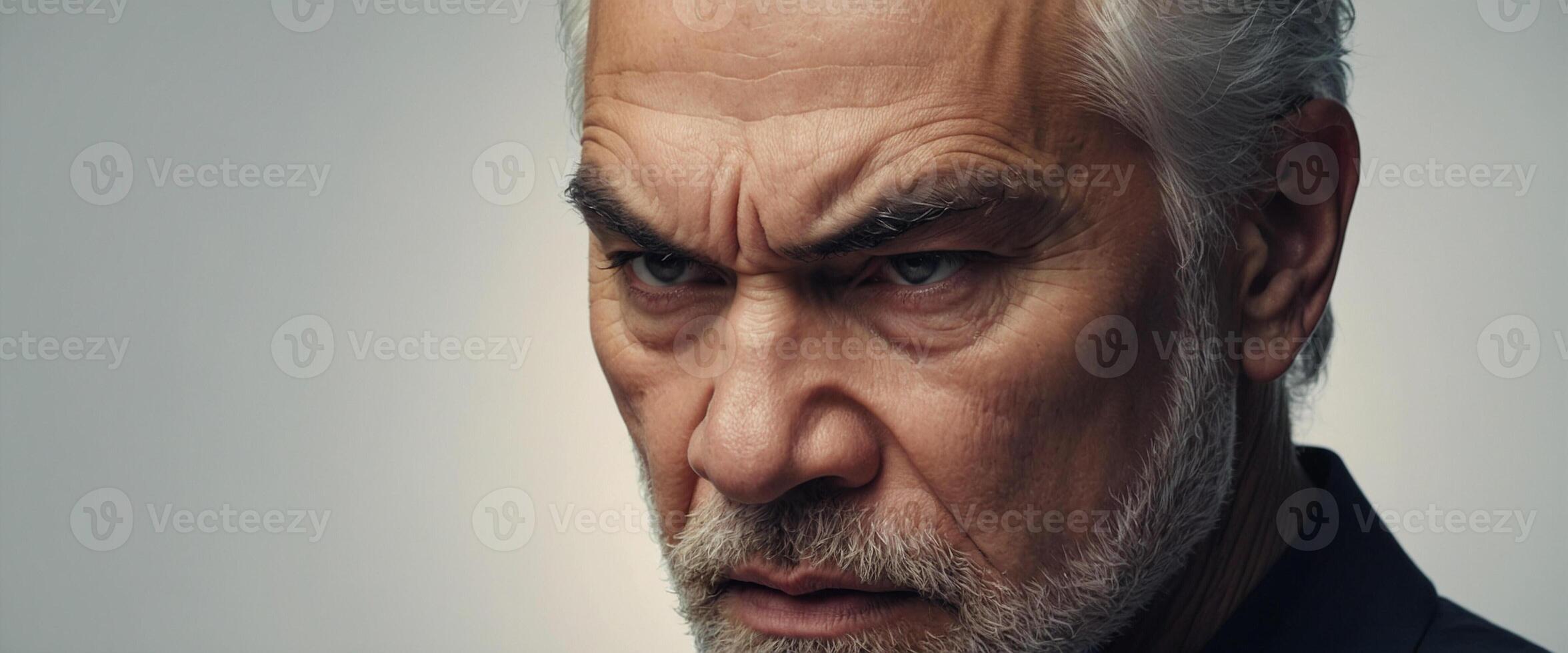 A close up of an older man with a beard photo