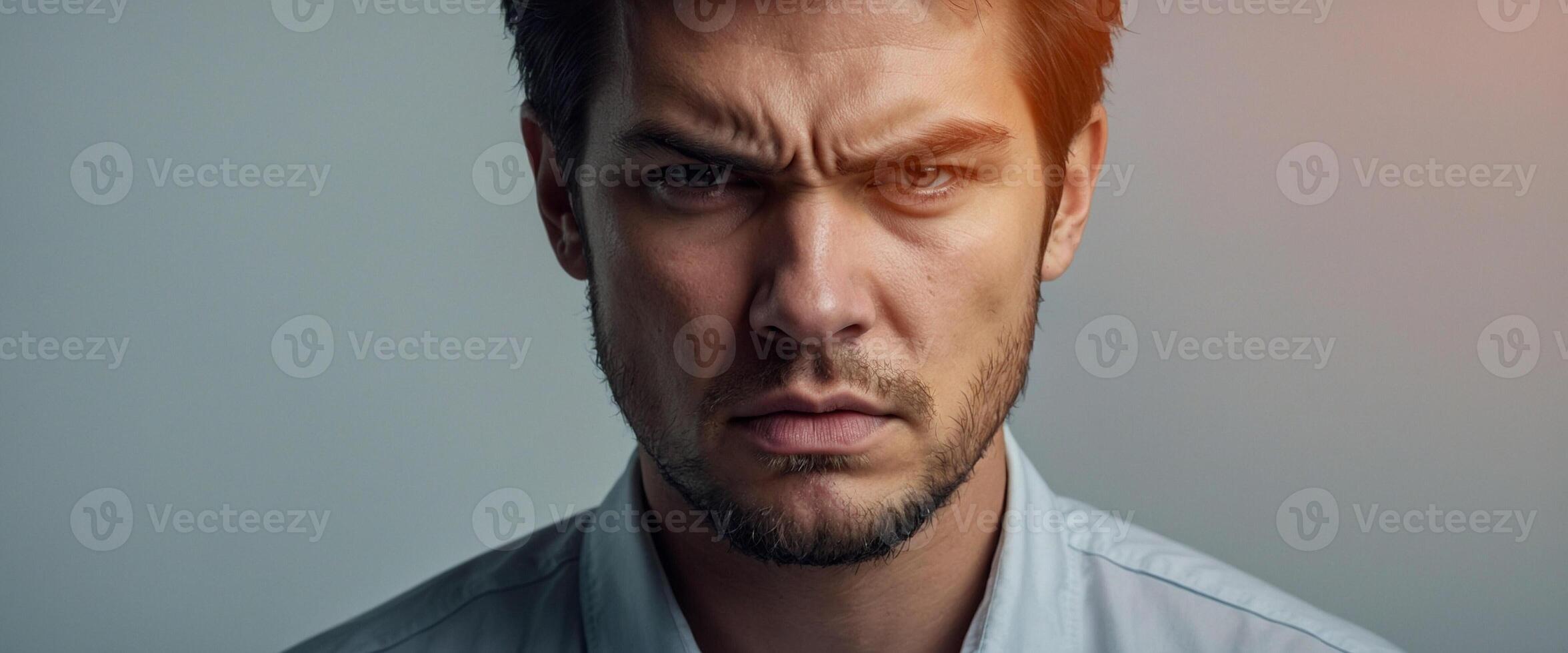 A man with an angry expression on his face photo
