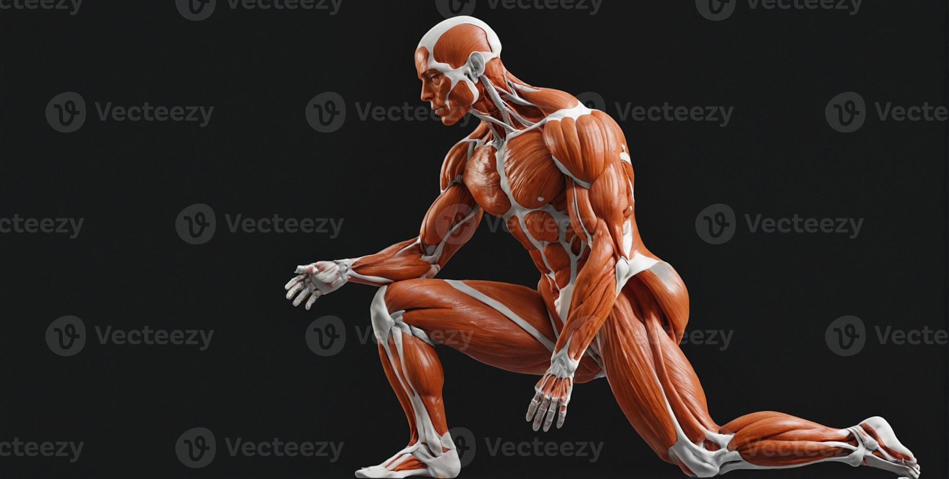 The muscles of a man in a squat position photo