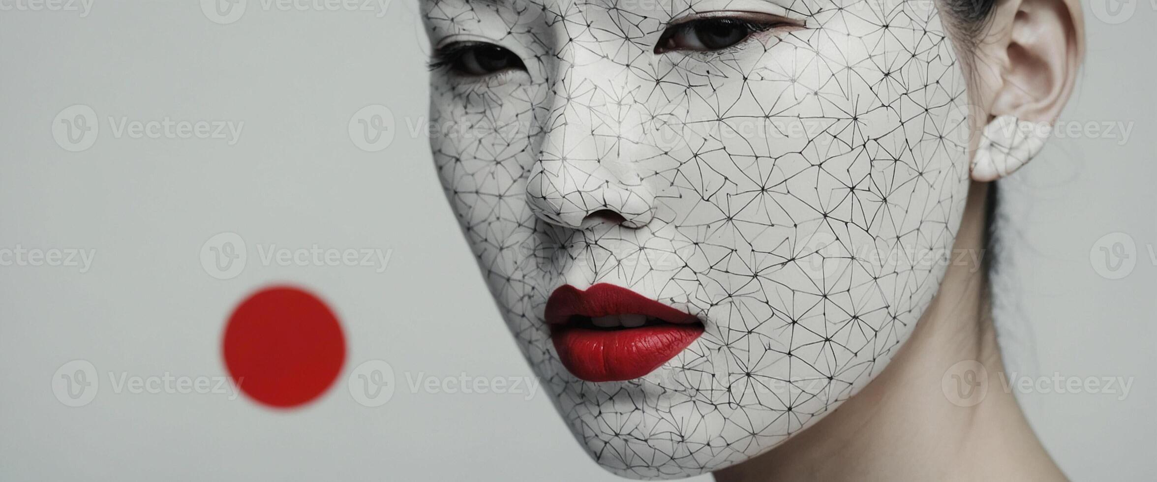 A woman with a face made of dots photo