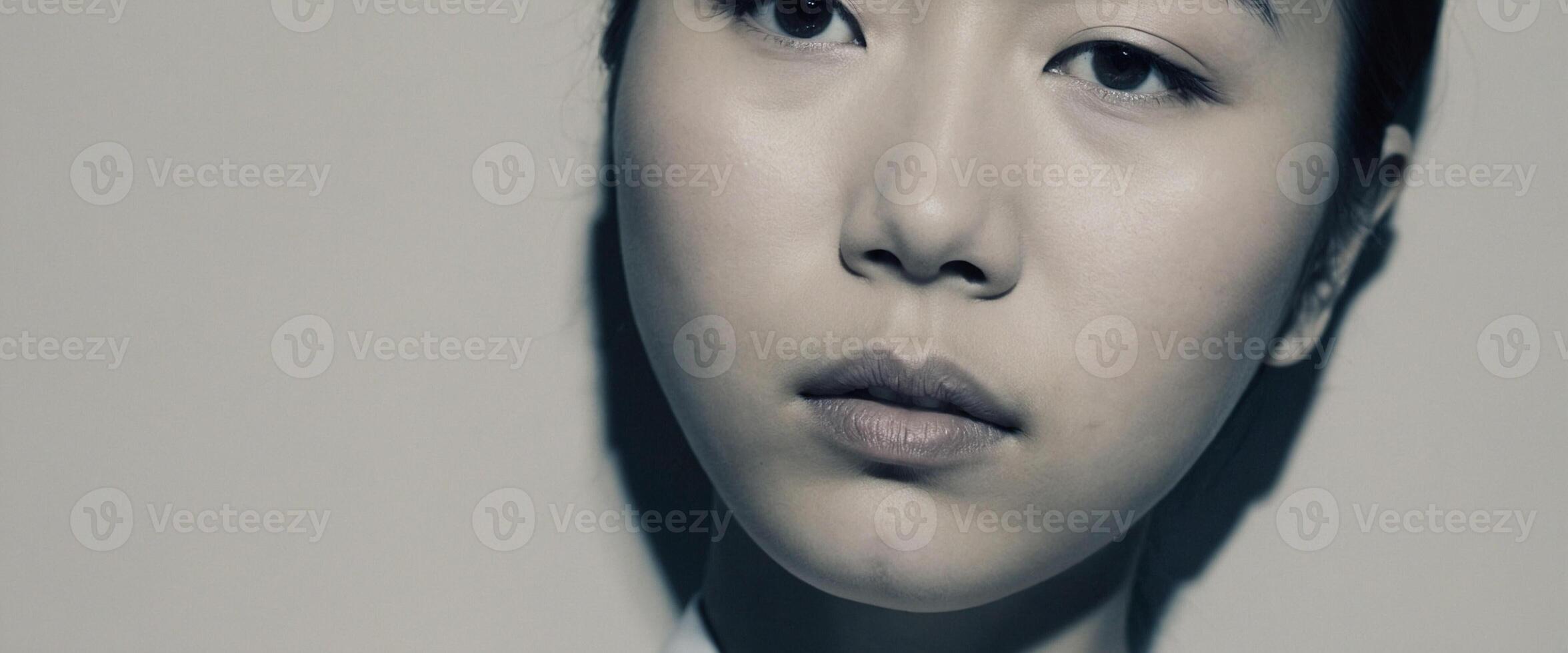 A woman with a white shirt and tie looking at the camera photo