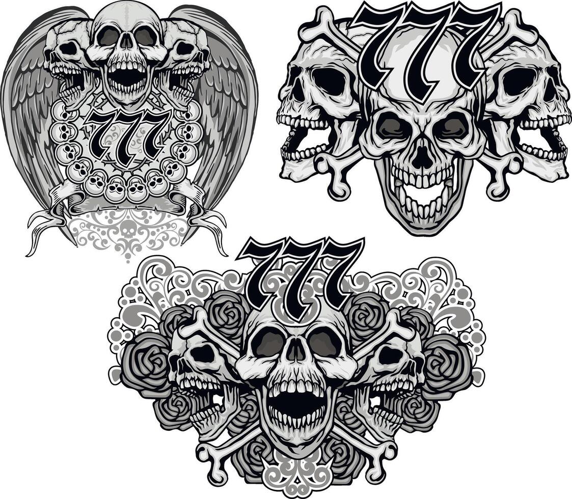 set, evil emblem with skull vector