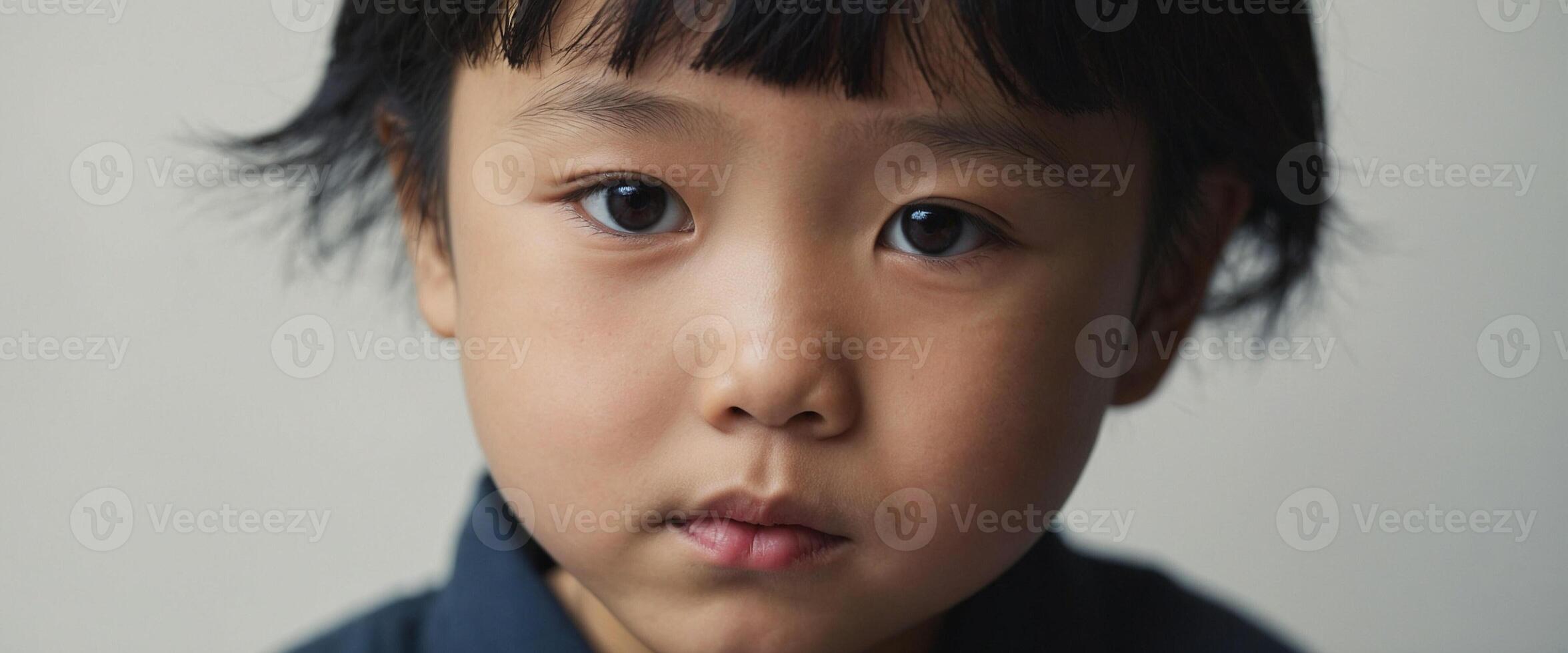 A young asian child with a serious look on her face photo