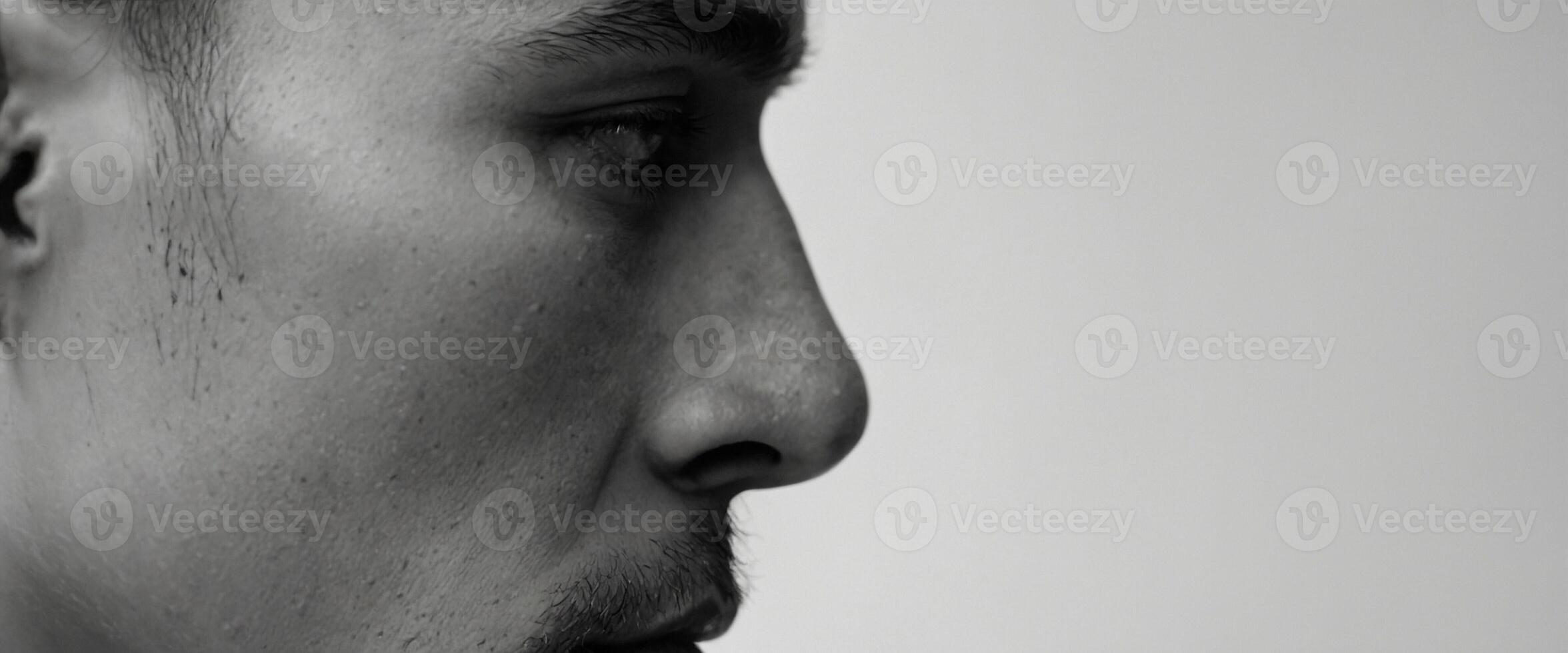 A man with a shaved head and a beard photo