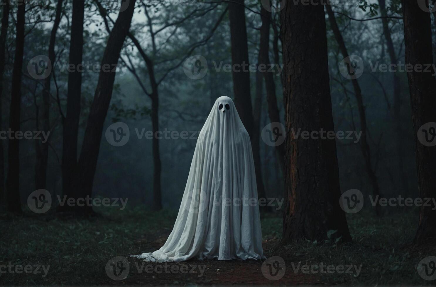 A ghostly figure standing in the woods photo