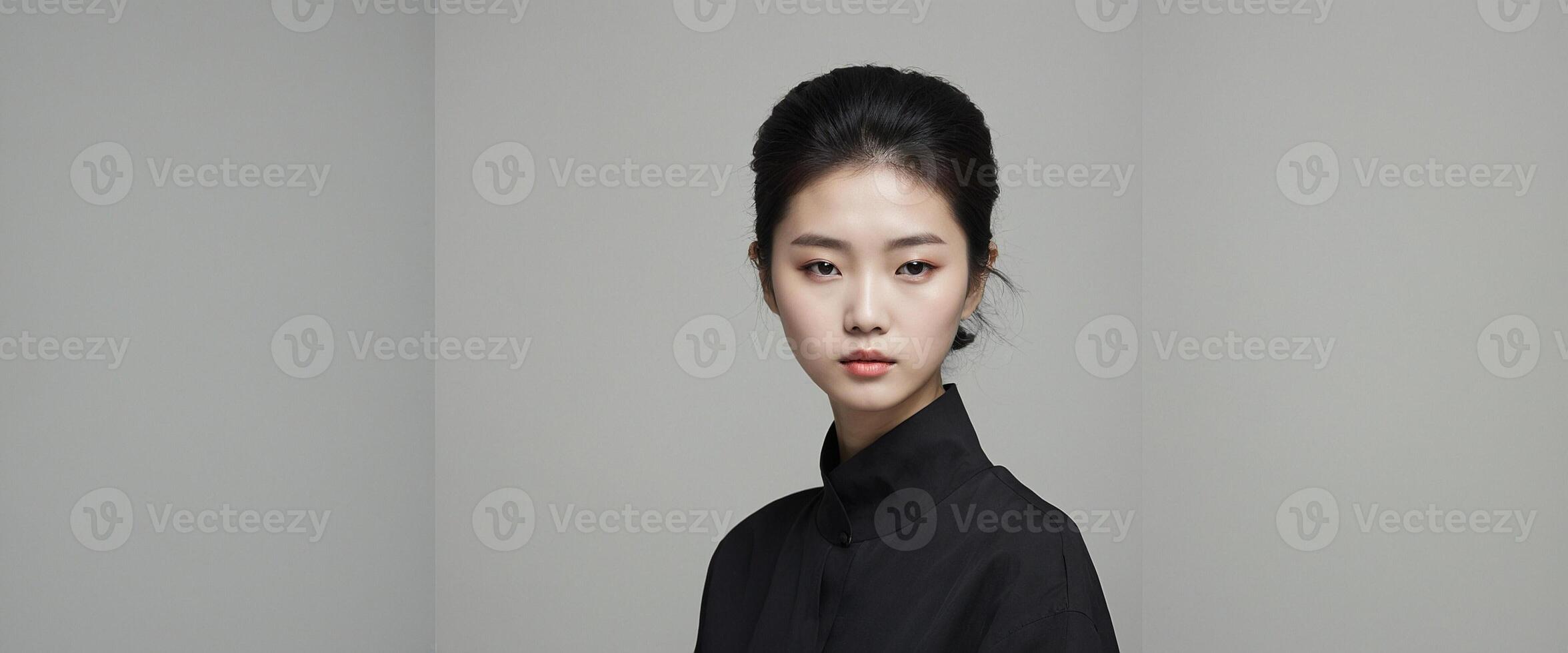 A woman in black shirt and black blazer photo