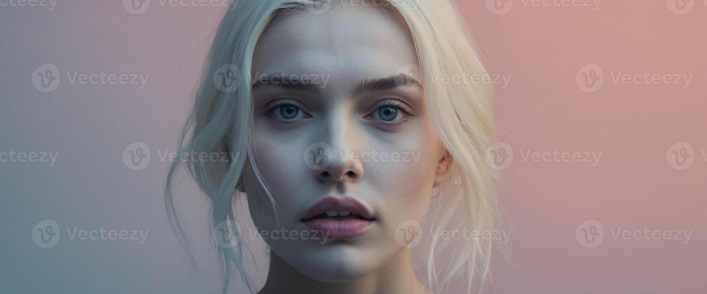 A woman with blonde hair and blue eyes photo