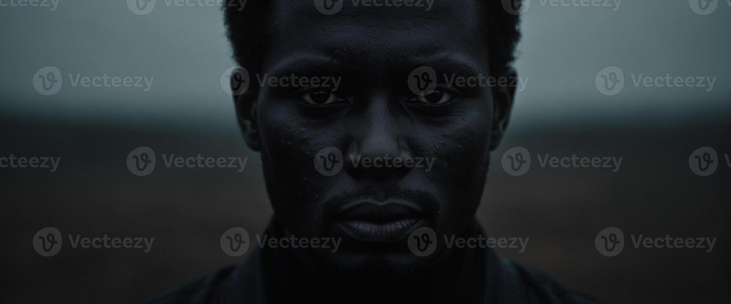 A black man with a dark face and eyes photo