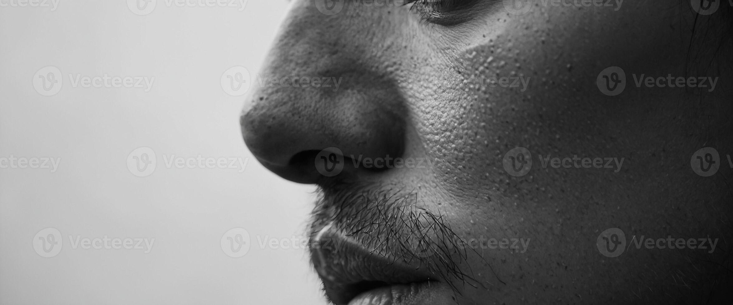 A close up of a man's face with a beard photo
