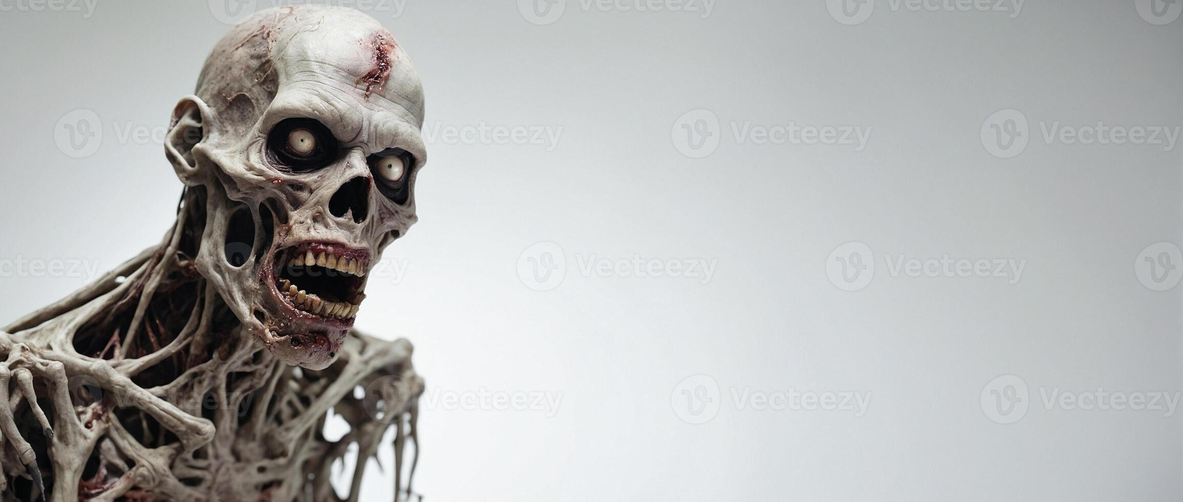 A zombie with a head and arms on a white background photo
