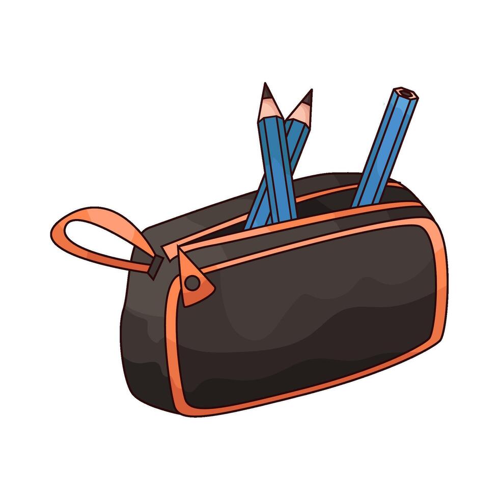 pencil with pencil case illustration vector