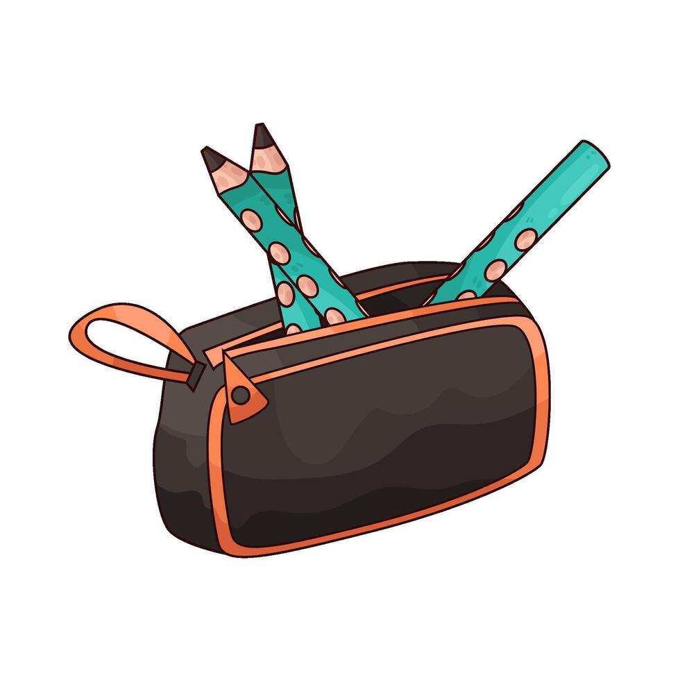 pencil and pencil case illustration vector