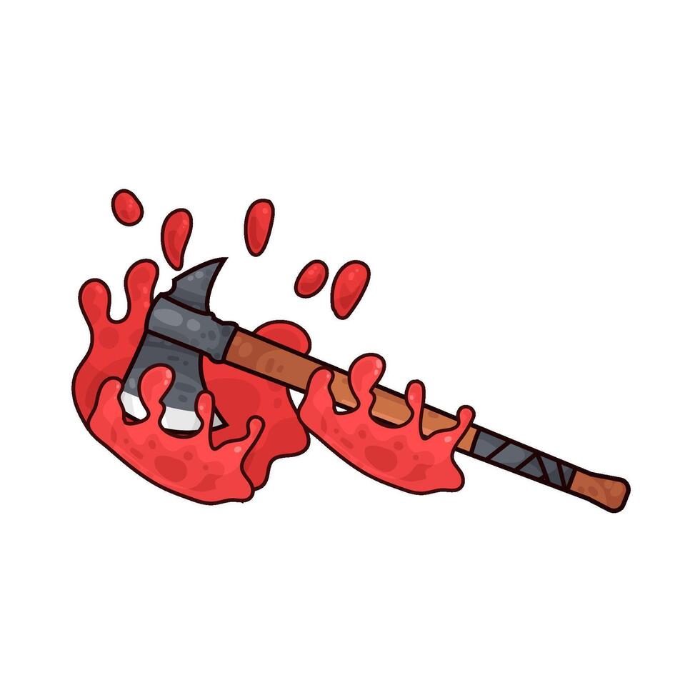 axe with blood illustration vector