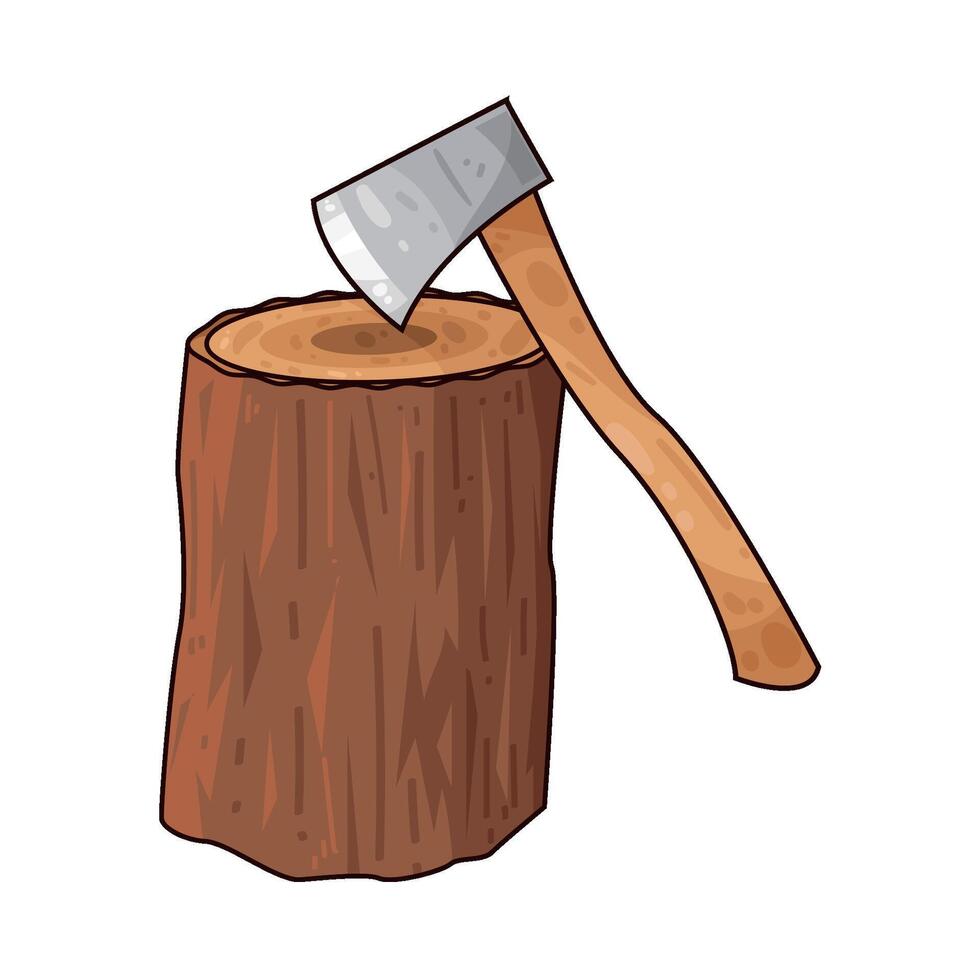 illustration of axe with wood vector