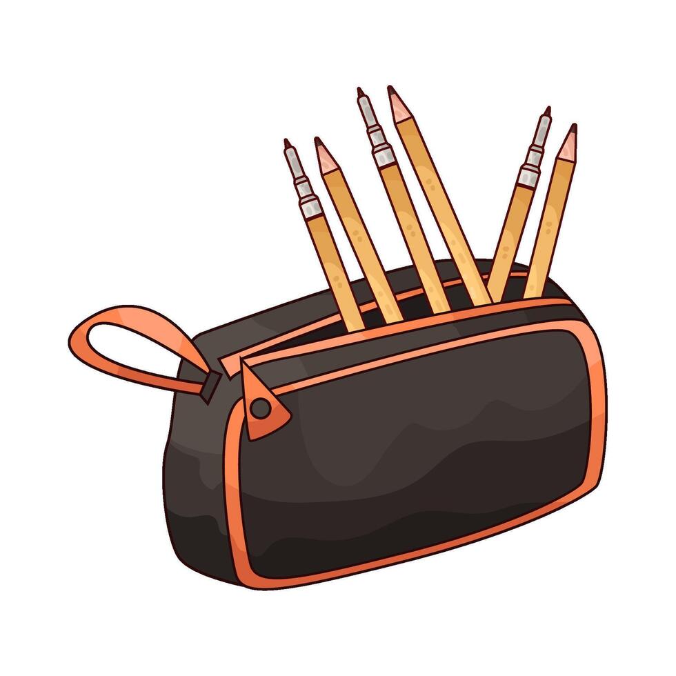 illustration of pencil with pencil case vector
