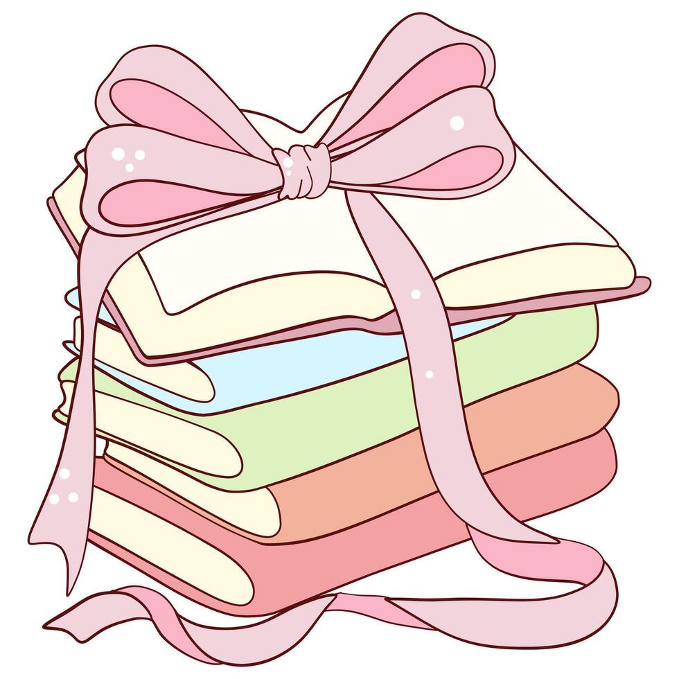 Stack of Pastel Notebooks with Ribbon vector