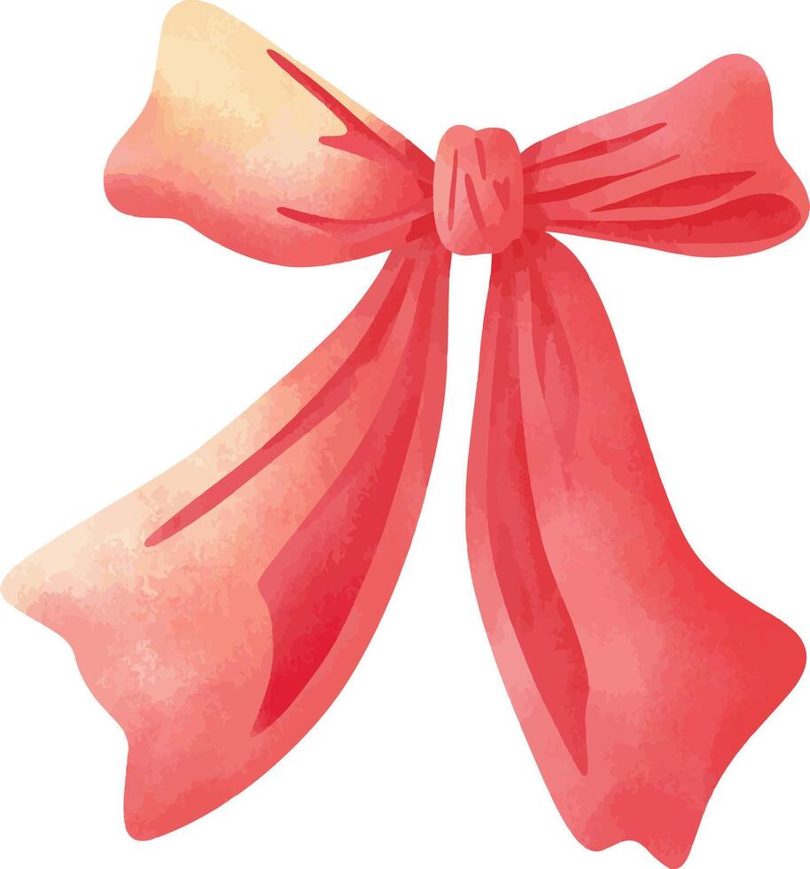 Watercolor Red Gradient Ribbon Bow vector