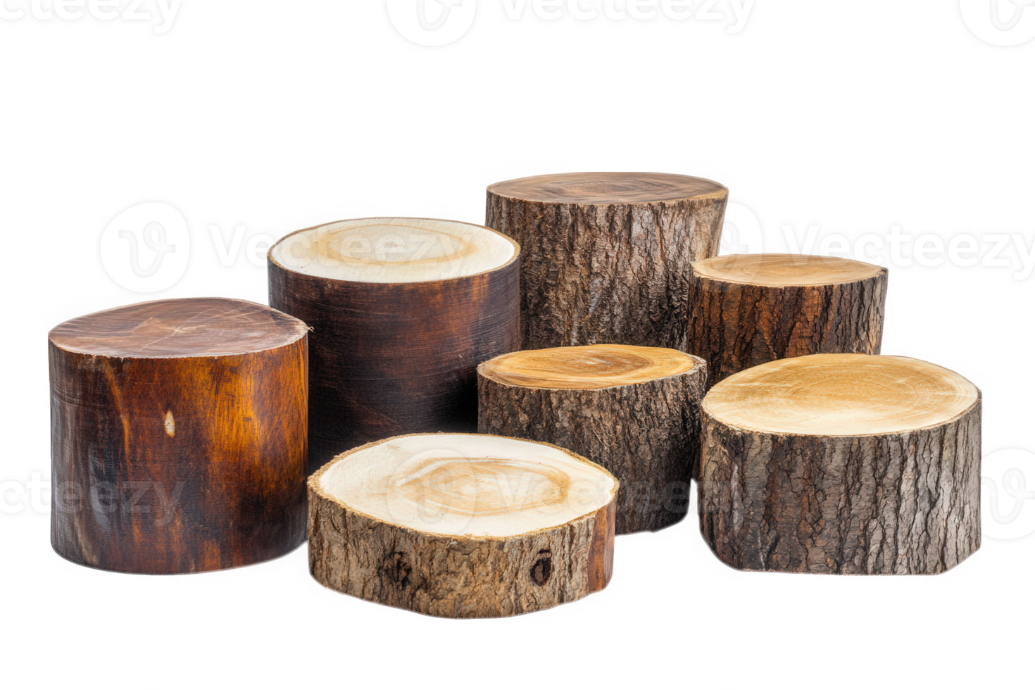 Wooden Tree Trunk Slices Arranged As A Display png