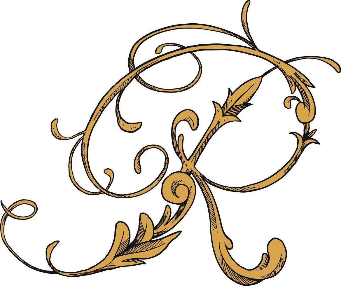 R font Royal element border and frame illustration vector