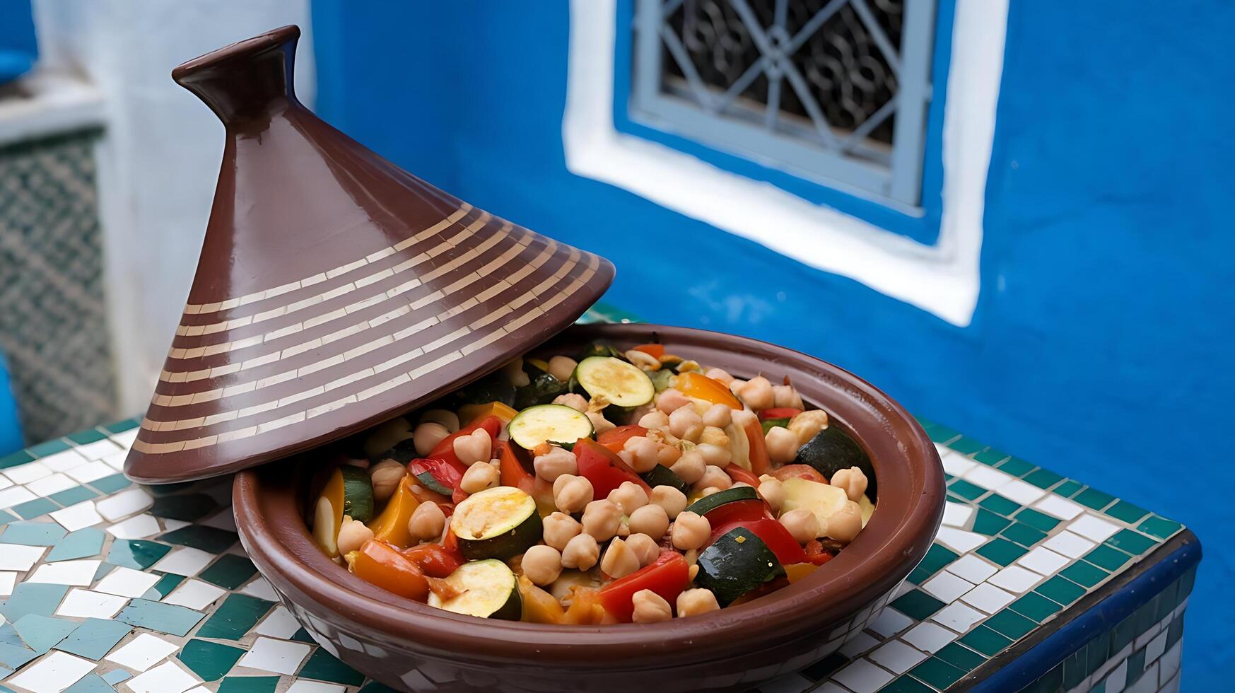 A bowl of vegetables and a pot with a lid photo