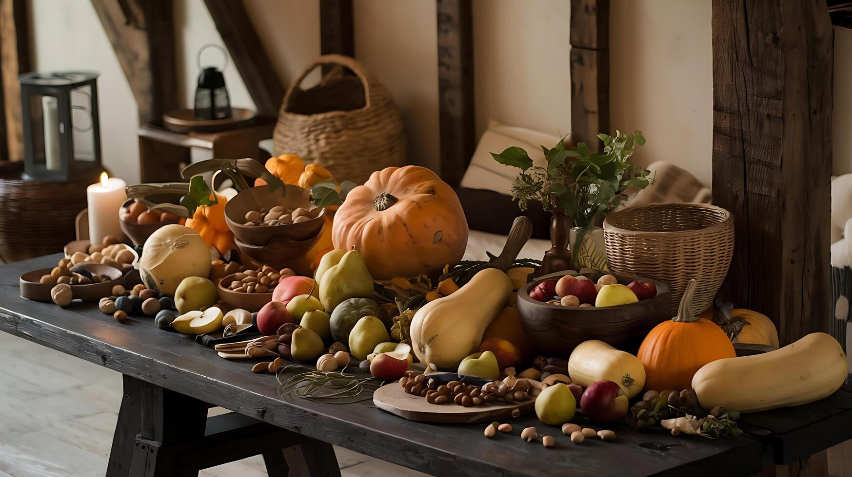 A table with a variety of fruits and vegetables photo