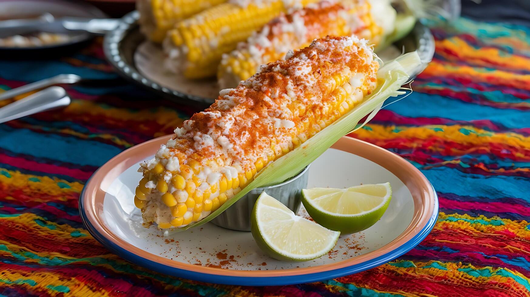 Corn on the cob with lime and chili photo