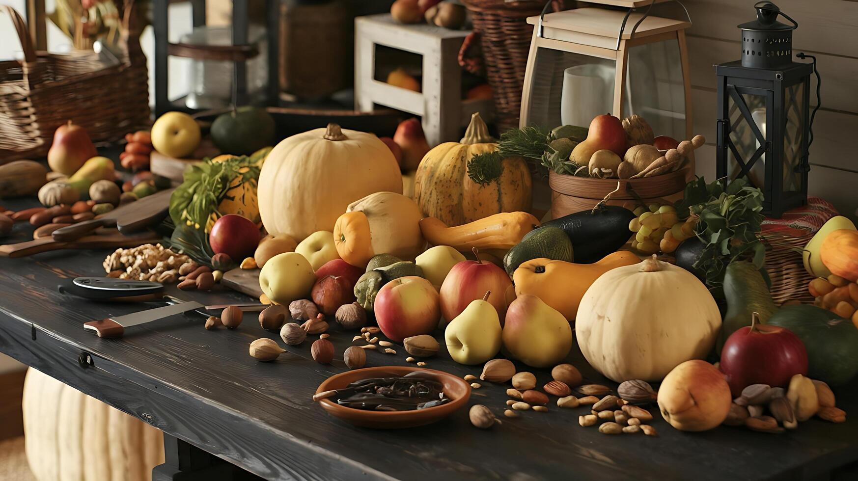 A table with a variety of fruits and vegetables photo