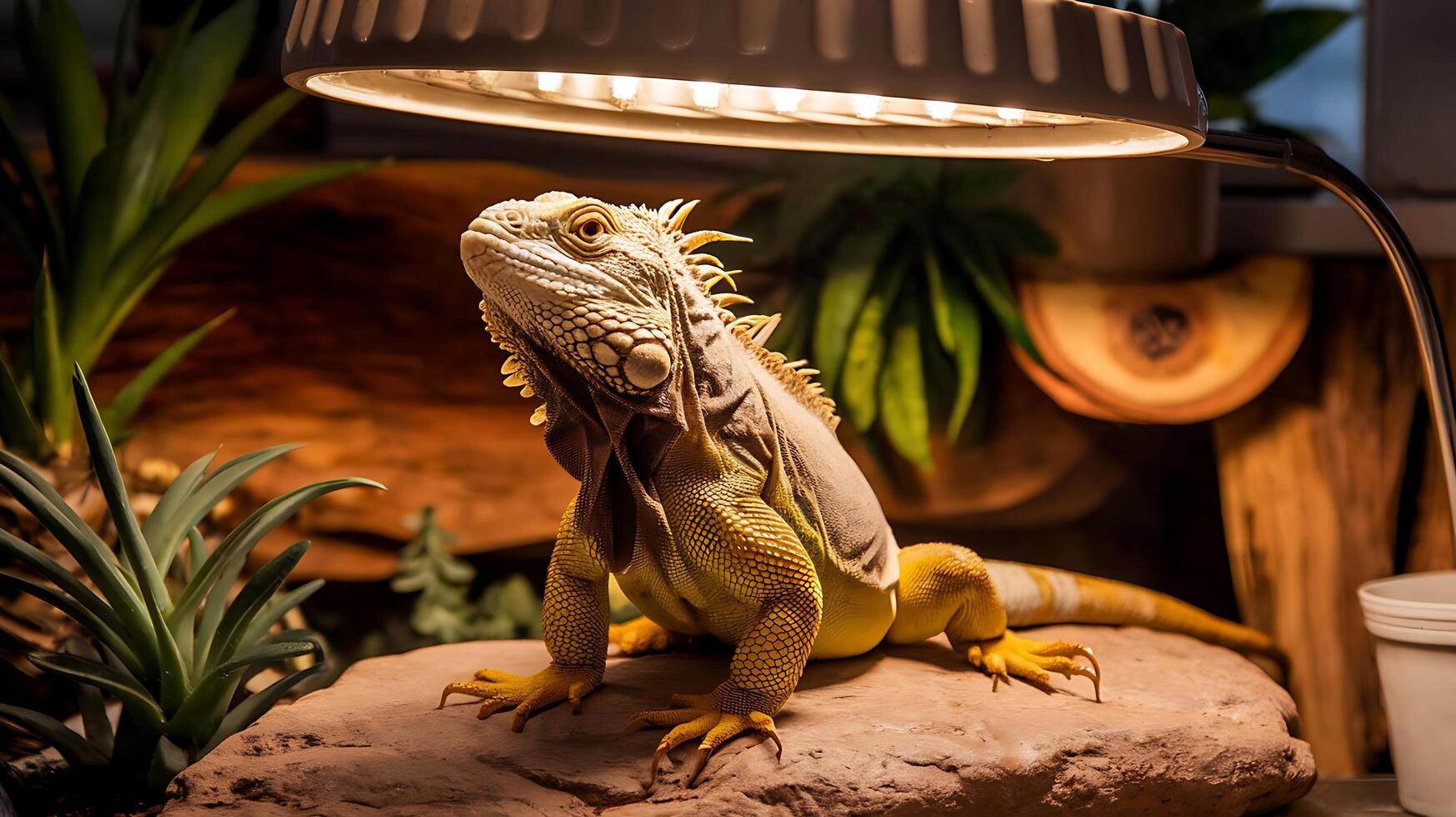 A lizard sitting on a rock photo