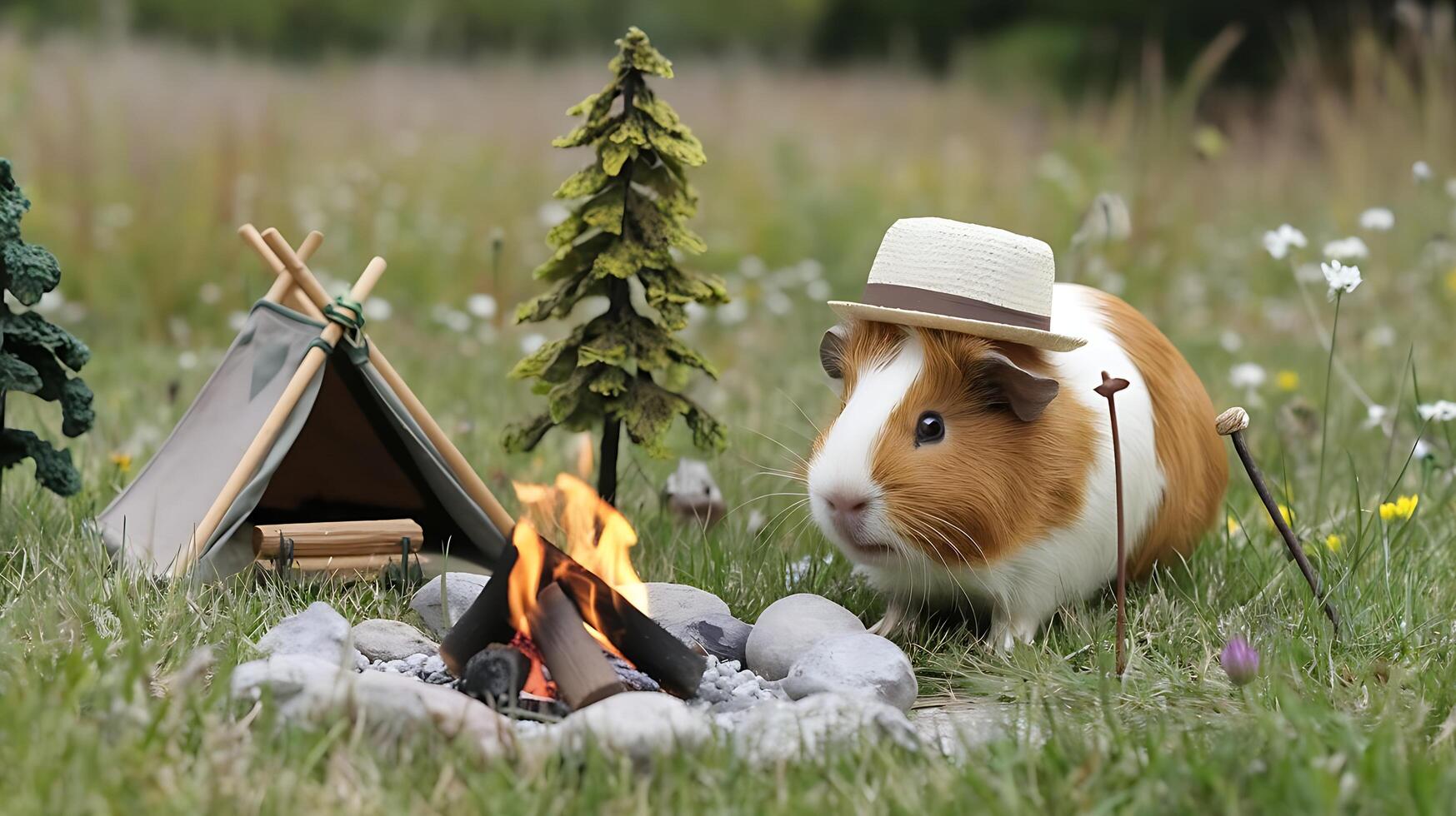 Guinea pig camping photo