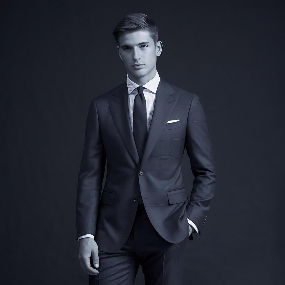 A man in a suit and tie posing for the camera photo