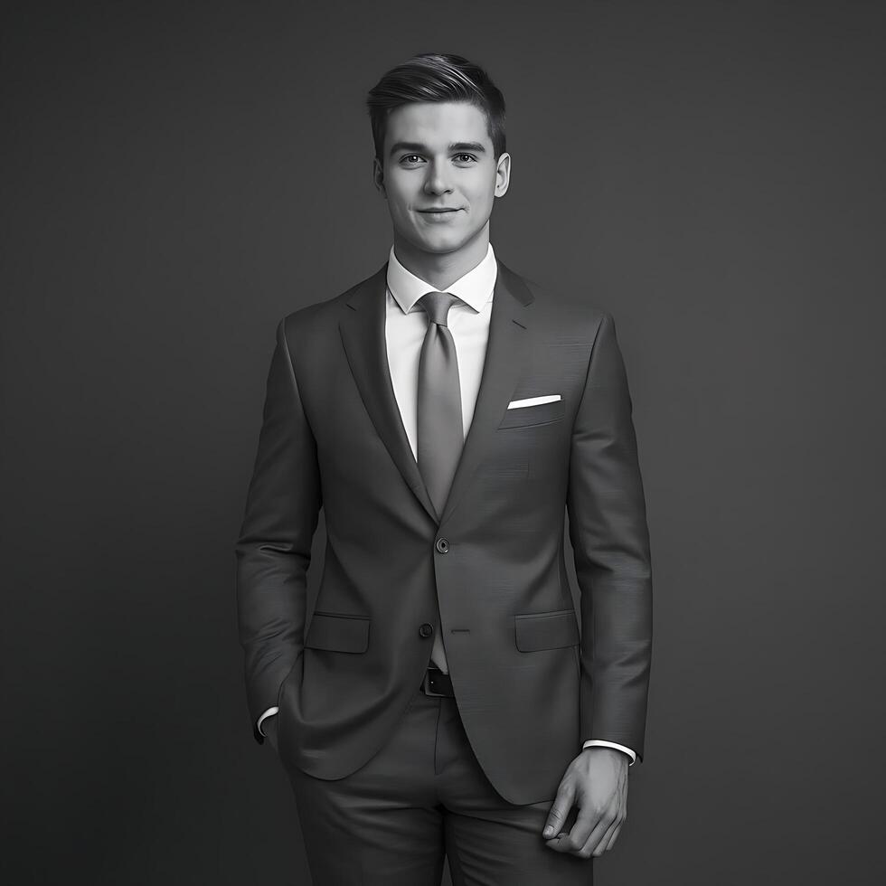 A man in a suit posing for the camera photo