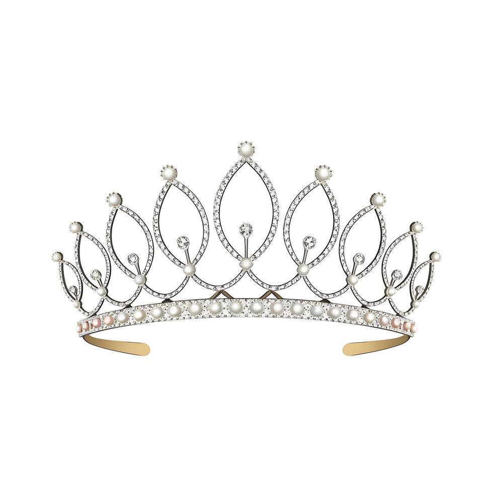 A tiara with diamonds and pearls on a white background photo