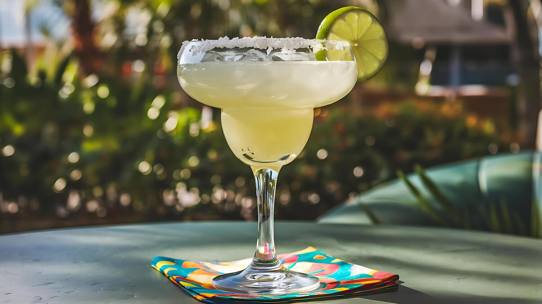 A margarita with lime and a slice of lime photo
